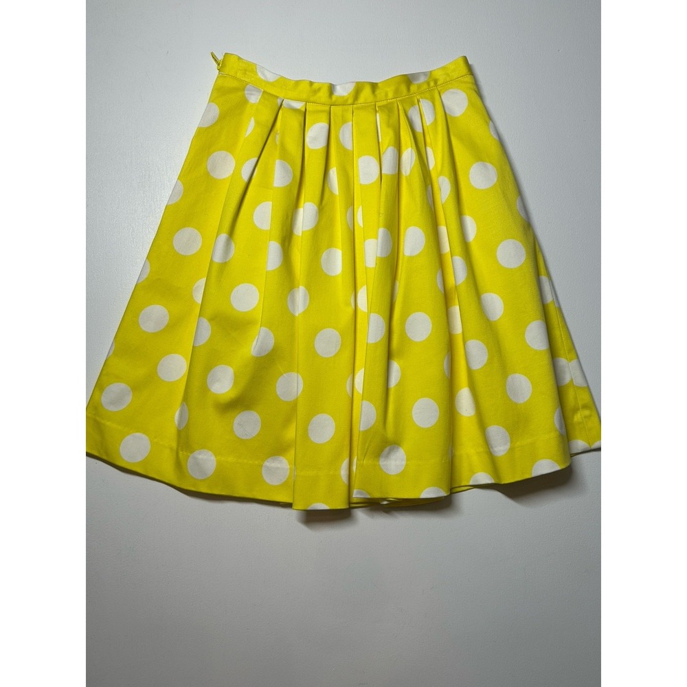 Pink Tartan Yellow White Polka Dot Circle Pleated Mini Skirt, Sz: 2 (b27)